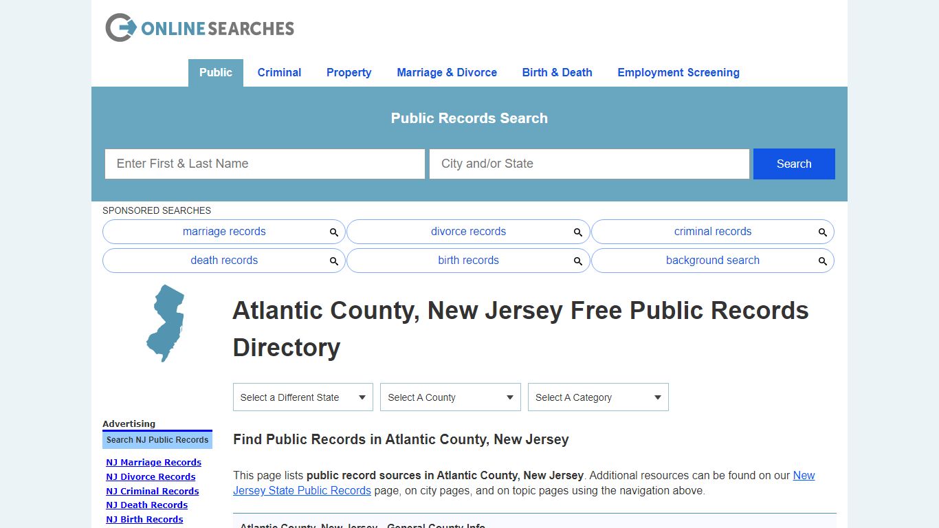 Atlantic County, New Jersey Public Records Directory