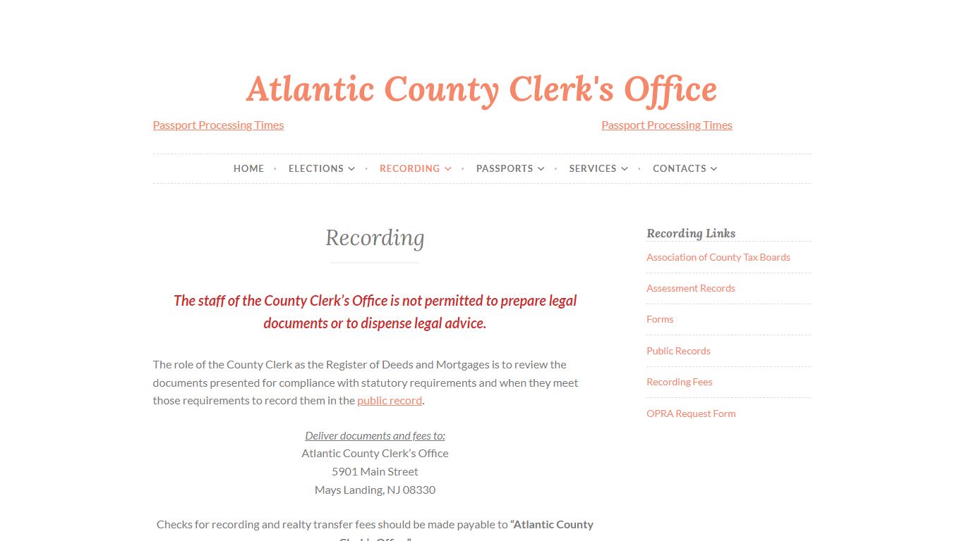 Recording – Atlantic County Clerk's Office